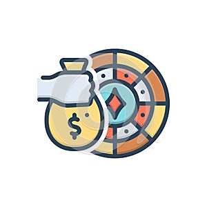 Color illustration icon for Stake, manoeuvre and casino