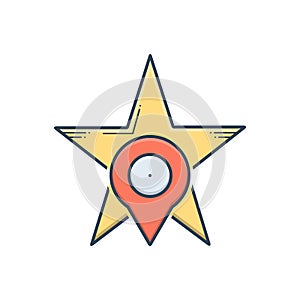 Color illustration icon for Starred location, geometric and navigation