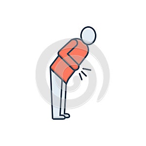 Color illustration icon for Stomach pain, gastritis and medical