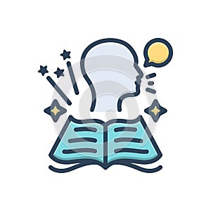 Color illustration icon for Storytelling, narration and poesy