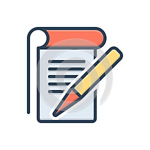Color illustration icon for Student Notes, knowledge and pen
