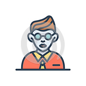 Color illustration icon for Students, pupil and schoolboy
