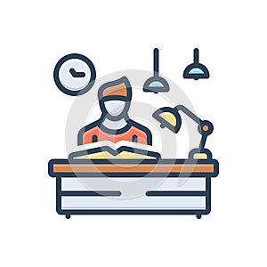Color illustration icon for Study, perusal and book