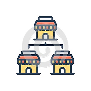 Color illustration icon for Subsidiaries, helpful and supporting