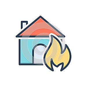 Color illustration icon for Suddenly, abruptly and house