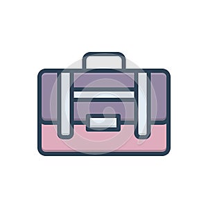 Color illustration icon for Suitcase, portmanteau and traveling