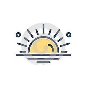 Color illustration icon for Sun, climate and light