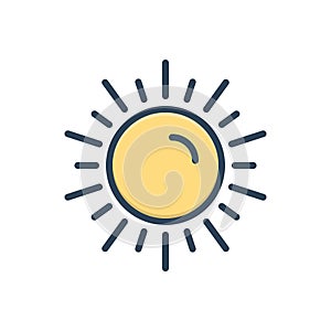 Color illustration icon for Sun, daystar and luminary