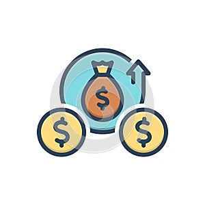 Color illustration icon for Surplus, saving and parsimony