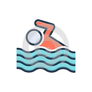 Color illustration icon for Swimming, natation and swim
