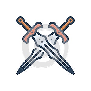 Color illustration icon for Sword, broadsword and skewer