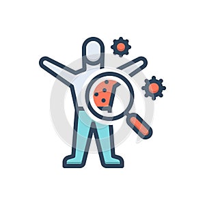 Color illustration icon for Symptoms, disease and virus