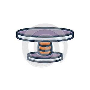 Color illustration icon for Table, round and furniture