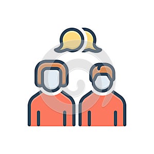 Color illustration icon for Talk, conversation and chitchat