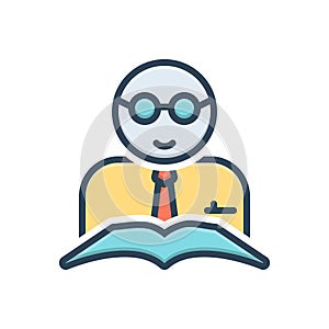 Color illustration icon for teacher, docent and professor