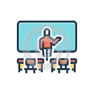 Color illustration icon for Teaching, classroom and teacher