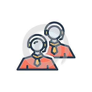 Color illustration icon for Team Support, call center and cooperation
