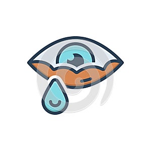 Color illustration icon for Tear, teardrop and eyewater