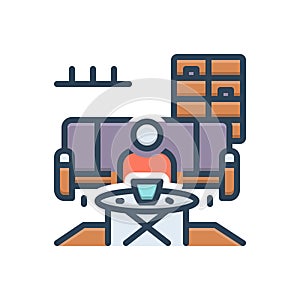 Color illustration icon for Tearoom, cafe and coffee