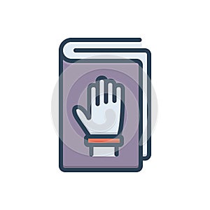 Color illustration icon for testify, take oath and make an oath