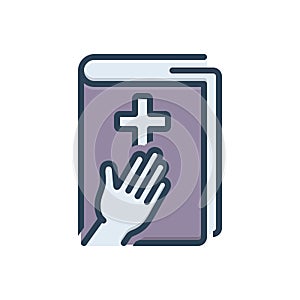 Color illustration icon for testimony, documentation and reference