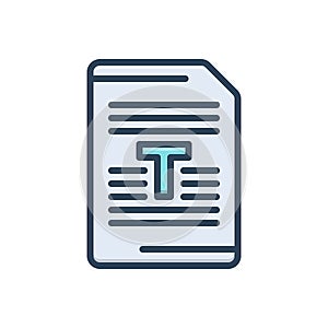 Color illustration icon for Text, explanation and work