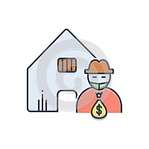 Color illustration icon for Theft vandalism, building and robbery