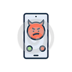 Color illustration icon for Threatened, threatening phone and appall