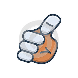Color illustration icon for Thumb, myself and gesture