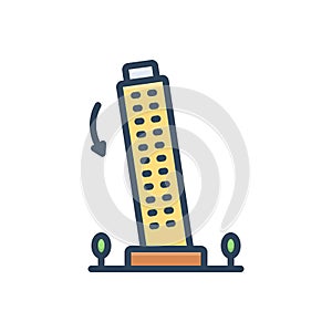 Color illustration icon for Til, building and tower