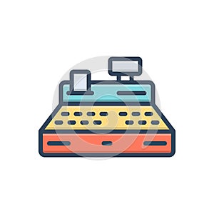 Color illustration icon for Till, cash and register