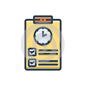 Color illustration icon for Timesheet, countdown and overtime