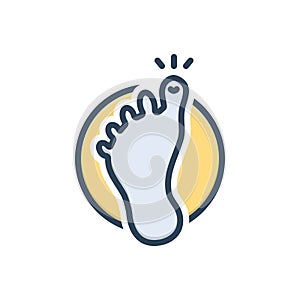 Color illustration icon for Toe, foot and feet