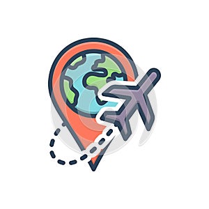 Color illustration icon for Tours, location and airways