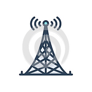Color illustration icon for Tower, antenna and signal