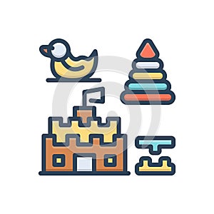 Color illustration icon for Toy, plaything and kids