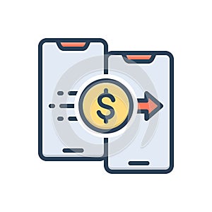 Color illustration icon for Transfer, shifting and transference