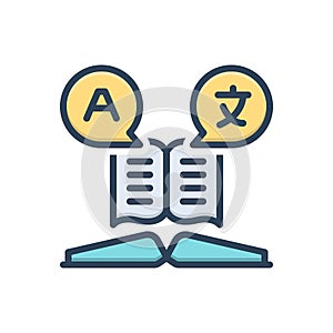 Color illustration icon for Translate, vocabulary and education