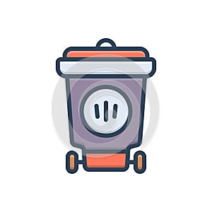Color illustration icon for Trash, refuse and basket