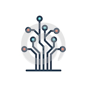 Color illustration icon for Tree, network and circuit