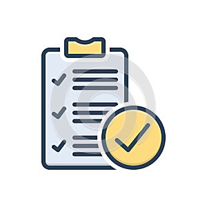 Color illustration icon for True, document and review