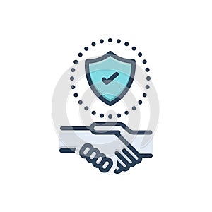 Color illustration icon for Trust, keep faith and hand shake
