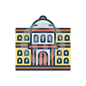 Color illustration icon for University, governmental and architecture