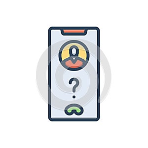 Color illustration icon for Unknown, call fraud and number