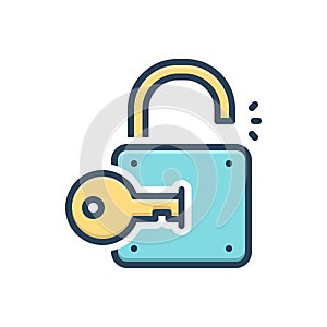 Color illustration icon for Unlock, unwind and open