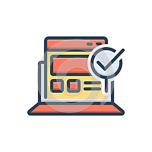 Color illustration icon for usability control, process and organization