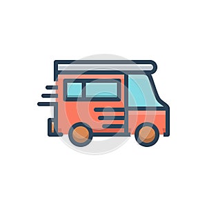 Color illustration icon for Van, vehicle and conveyance