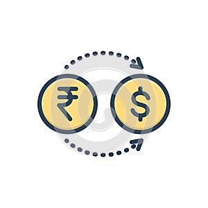 Color illustration icon for Vary, change and currency