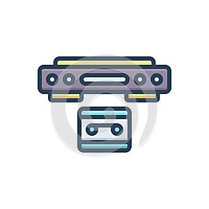 Color illustration icon for Vcr, video and drive