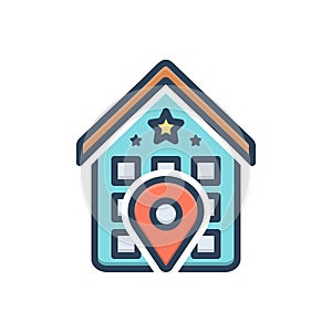 Color illustration icon for Venue, location and building